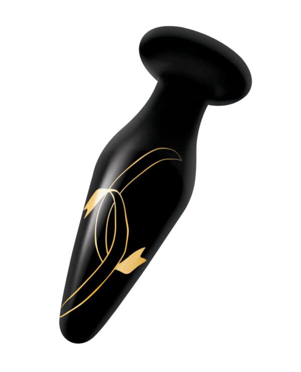 Secret Kisses 4.5" Handblown Glass Plug - Black/Gold - Image 3