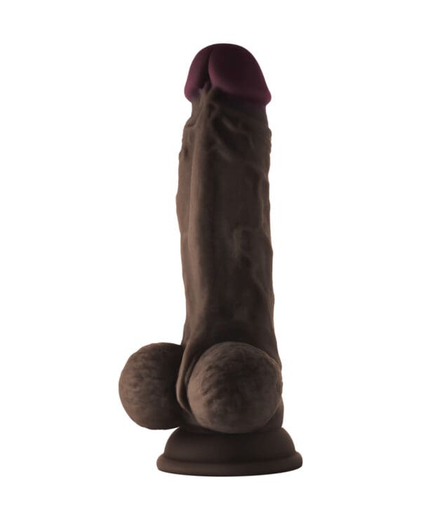 Shaft Model A Flexskin Liquid Silicone 7.5" Dong w/Balls - Mahogany - Image 2