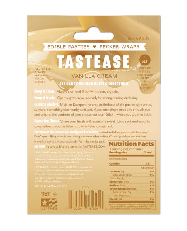Pastease Tastease Edible Pasties & Pecker Wraps - Sweet Cream O/S - Image 2