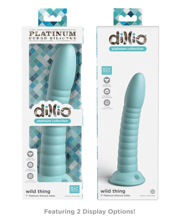 Dillio Platinum 7" Wild Thing Silicone Dildo - Teal - Image 5