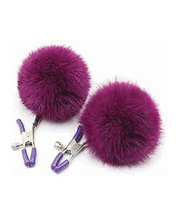Sexy AF Nipple Clamps - Purple Puff Ball - Image 2