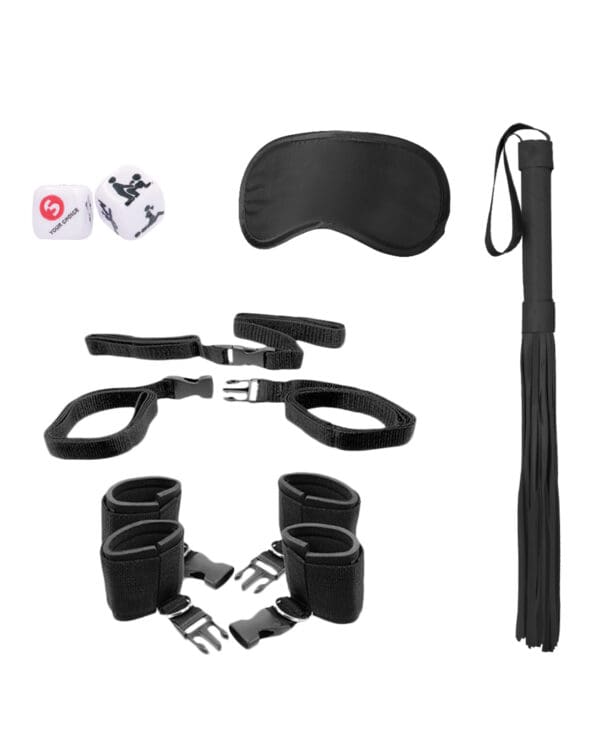 Shots Ouch Black & White Bed Post Bindings Restraint Kit - Black - Image 3