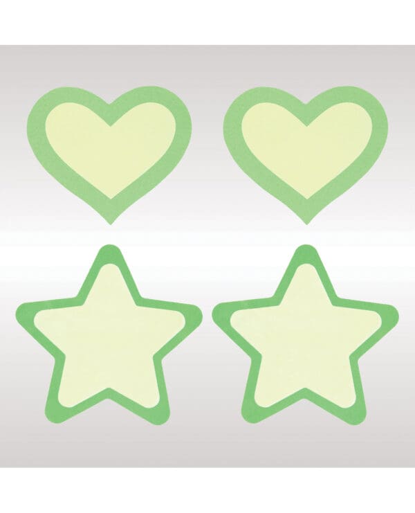 Peekaboos Glow in the Dark Hearts & Stars - Green 2 Pairs - Image 2