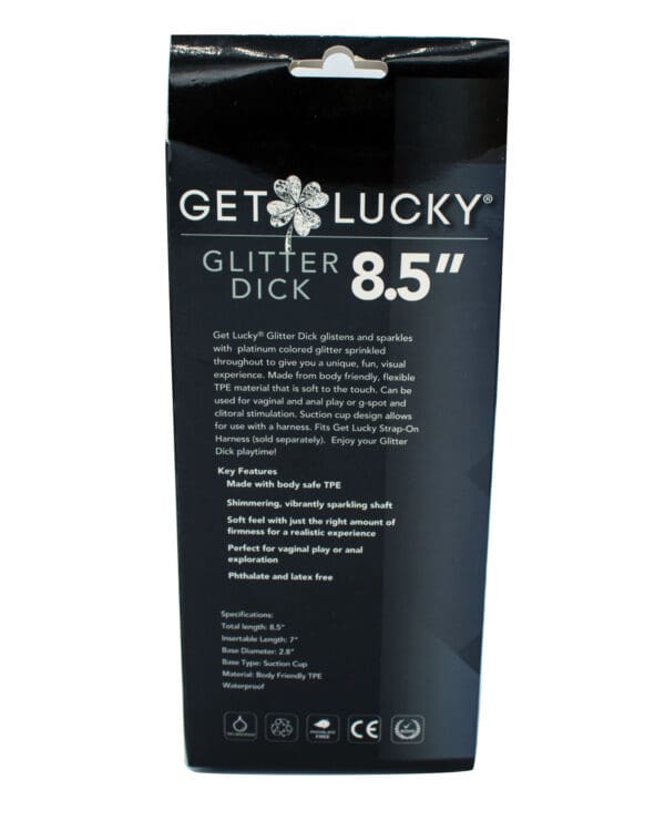 Get Lucky 8.5" Real Skin Glitter Dick - Clear - Image 2