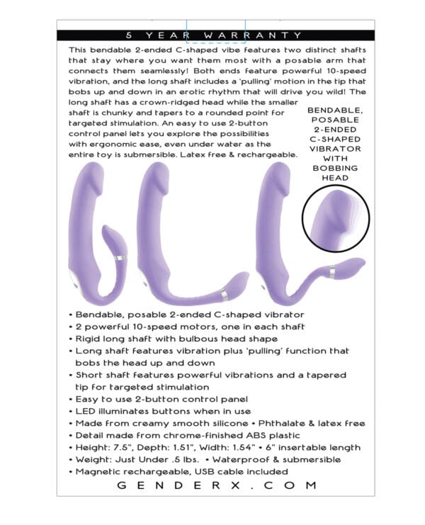 Gender X Orgasmic Orchid Poseable Vibrator - Purple - Image 2
