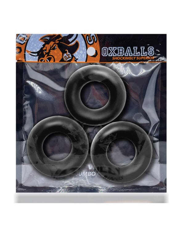 Oxballs Fat Willy 3 Pack Jumbo Cock Rings - Black - Image 5
