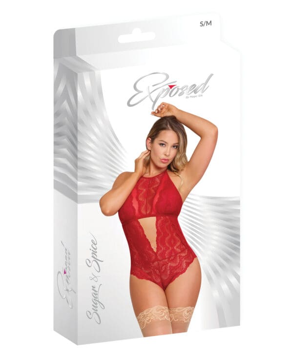 Sugar & Spice Teddy w/Snap Crotch Red L/XL - Image 4