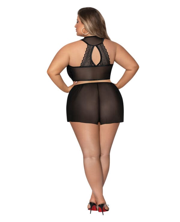 Modern Romance Tie Front Halter & Tap Pant Black 2X - Image 3