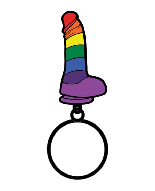 Wood Rocket Sex Toy Pride Dildo Keychain - Rainbow - Image 2