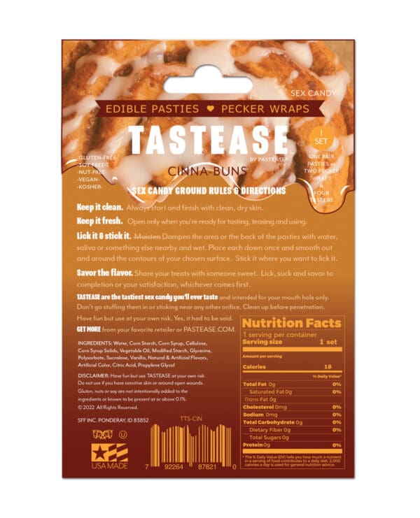 Pastease Tastease Edible Pasties & Pecker Wraps - Cinna-Buns O/S - Image 2