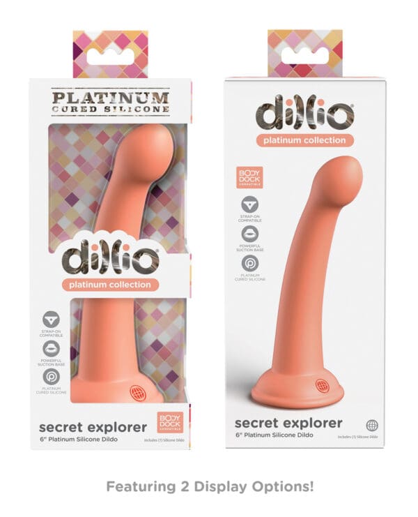 Dillio Platinum 6" Secret Explorer Silicone Dildo - Peach - Image 5