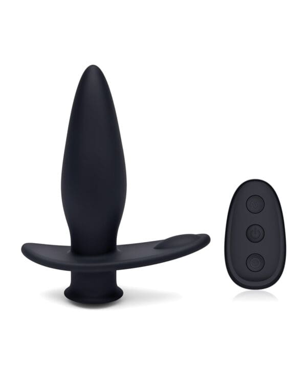 Blue Line Vibrating Anal Plug Pointer w/Remote - Black - Image 3