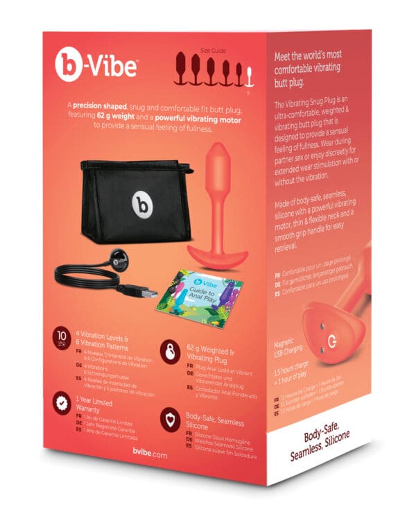 b-Vibe Vibrating Snug Plug - Small Orange - Image 2