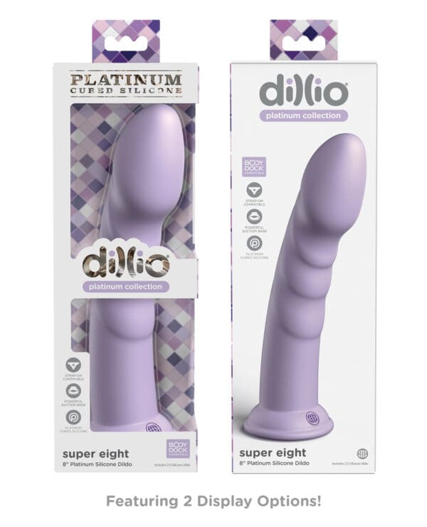 Dillio Platinum 8" Super Eight Silicone Dildo - Purple - Image 5