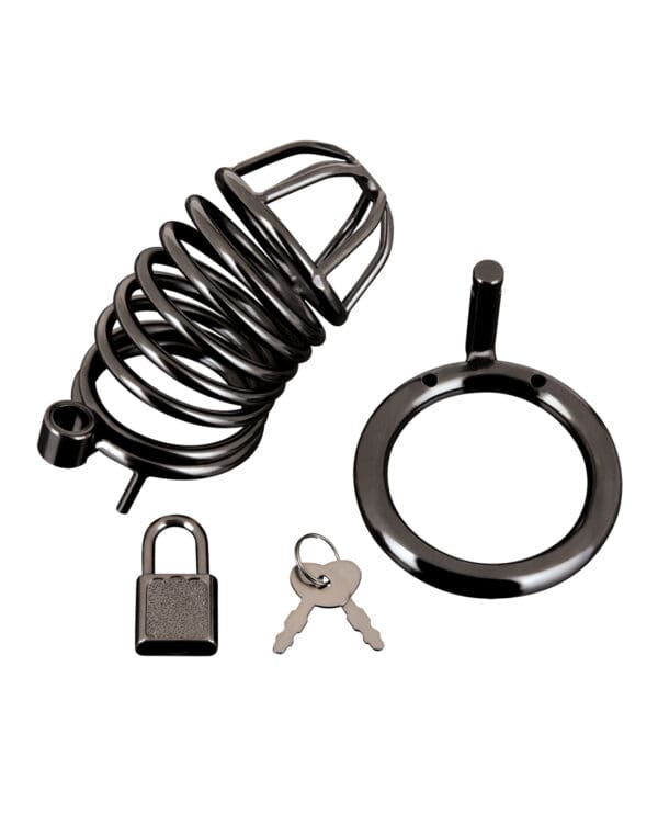 Blue Line Deluxe Chastity Cage - Black - Image 4