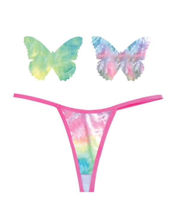 Neva Nude Naughty Knix Rainbow Sherbet Velvet G-String & Pasties - (Color Varies) Multi  O/S - Image 2