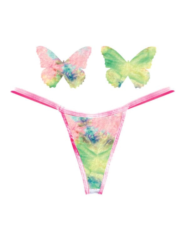 Neva Nude Naughty Knix Rainbow Sherbet Velvet G-String & Pasties - (Color Varies) Multi  O/S - Image 3
