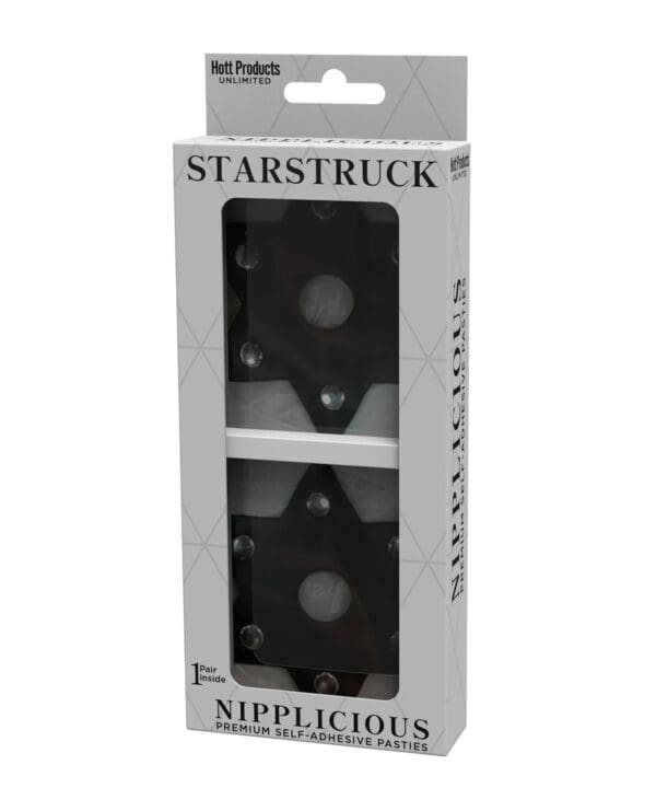 Nipplicious Starstruck  Leather Pasties w/Studs & Nipple Hole - Black - Image 2