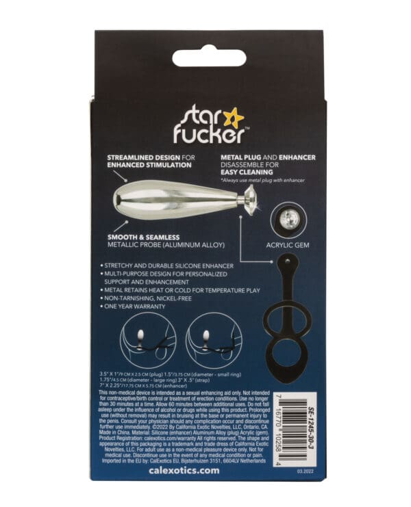 Star Fucker Glider Gem Plug w/Silicone Enhancer - Black - Image 2