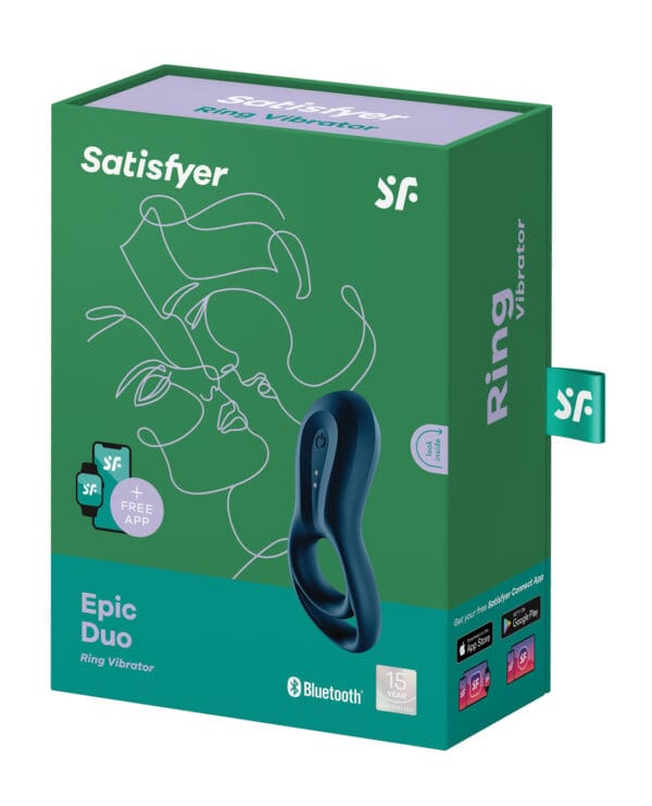 Satisfyer Epic Duo Ring Vibrator - Dark Blue - Image 5