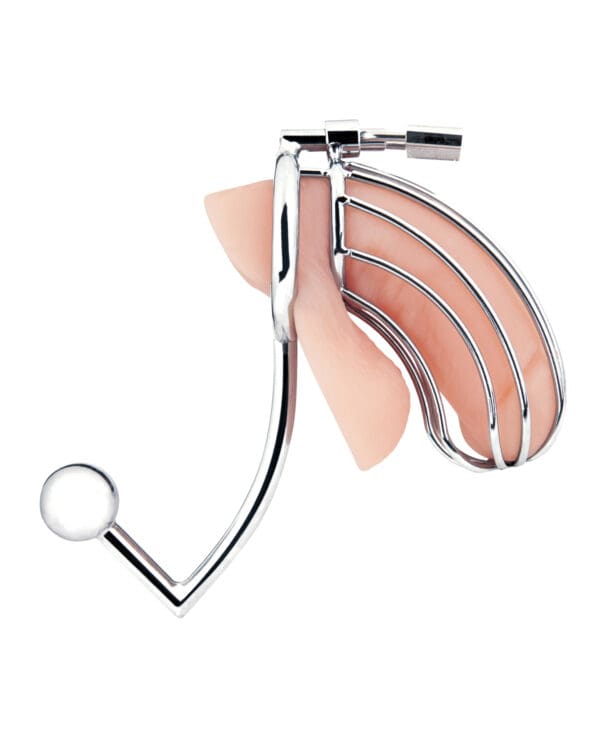 Blue Line Cock Cage w/Anal Stimulator - Silver - Image 3