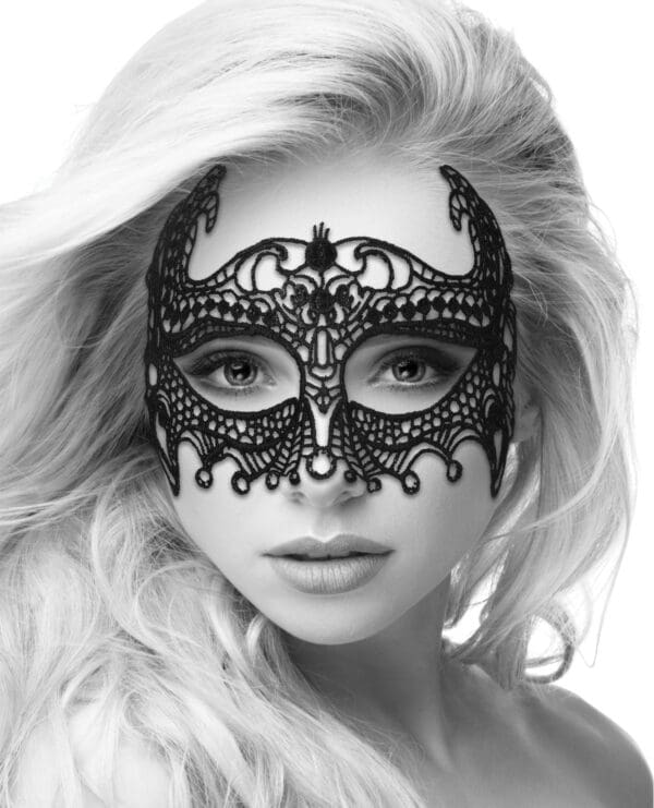 Shots Ouch Black & White Lace Eye Mask - Empress Black - Image 5