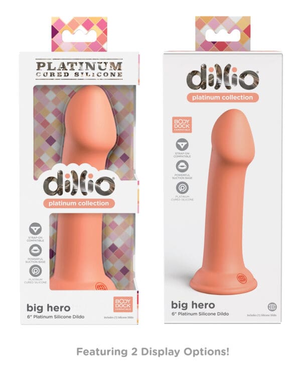 Dillio Platinum 6" Big Hero Silicone Dildo - Peach - Image 5
