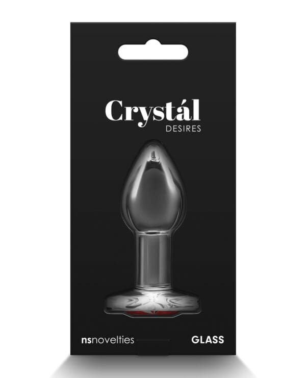 Crystal Desires Glass Heart Gem Butt Plug Small - Red - Image 2
