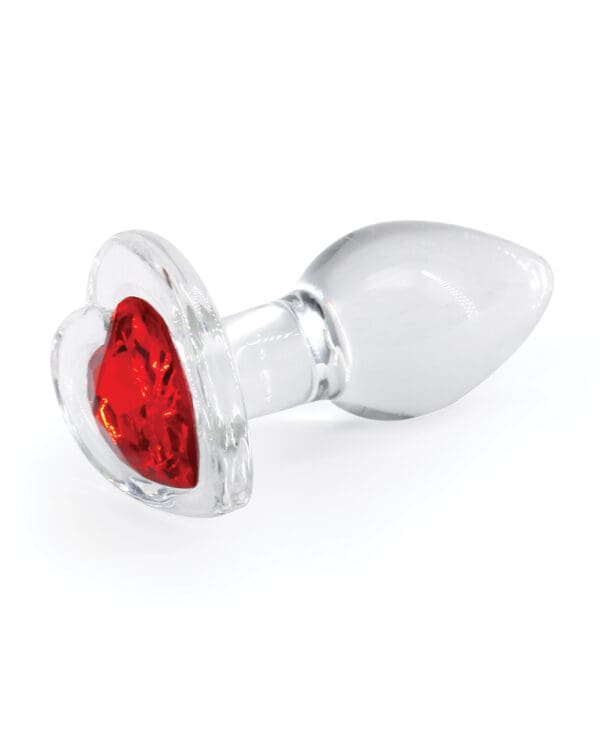 Crystal Desires Glass Heart Gem Butt Plug Small - Red - Image 3