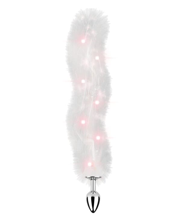 Foxy Tail Light Up Faux Fur Butt Plug - White - Image 2