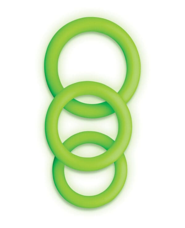 Shots Ouch 3 pc Cock Ring Set - Glow in the Dark - Image 2