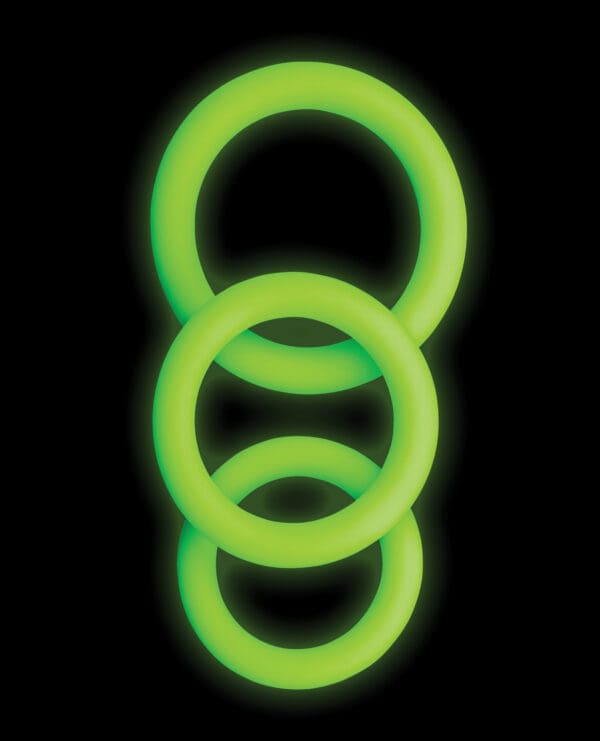 Shots Ouch 3 pc Cock Ring Set - Glow in the Dark - Image 3