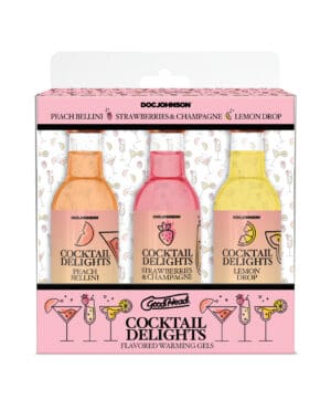 GoodHead Cocktail Delights - 2 oz Bottles, Peach Bellini, Strawberries & Champagne, Lemon Drop