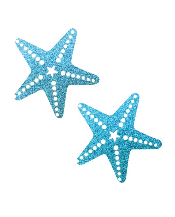 Neva Nude Glitter Starfish Under the Sea Pasties - Blue O/S - Image 2