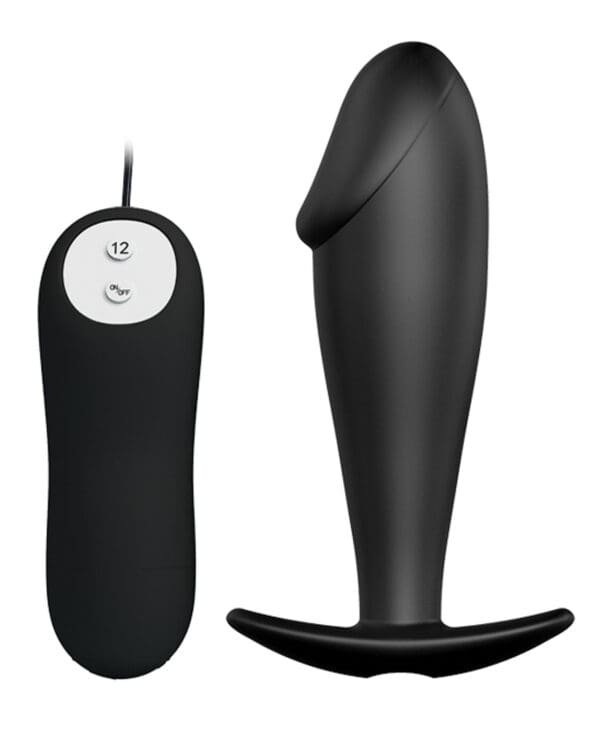 Pretty Love Vibrating Penis Shaped Butt Plug - Black - Image 2