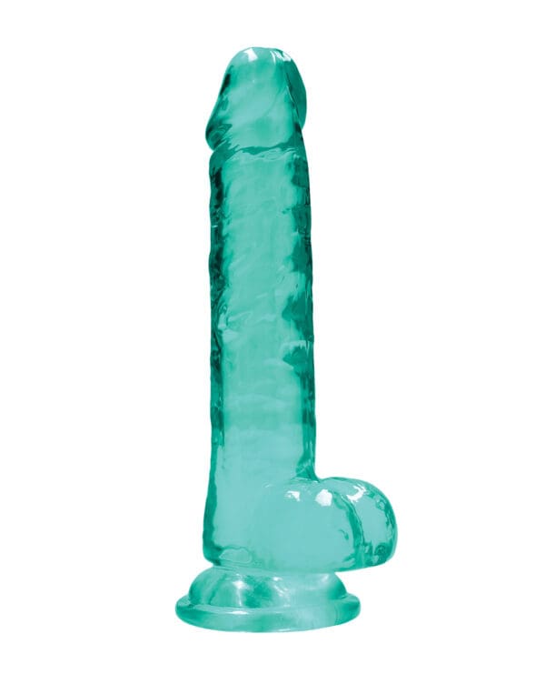 Shots RealRock Realistic Crystal Clear 7" Dildo w/Balls - Turquoise - Image 2
