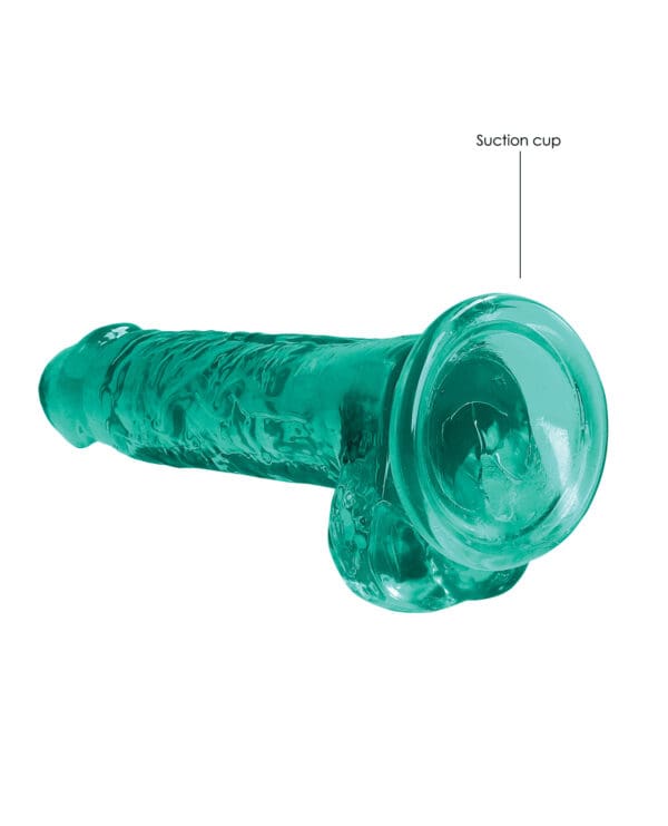Shots RealRock Realistic Crystal Clear 7" Dildo w/Balls - Turquoise - Image 4