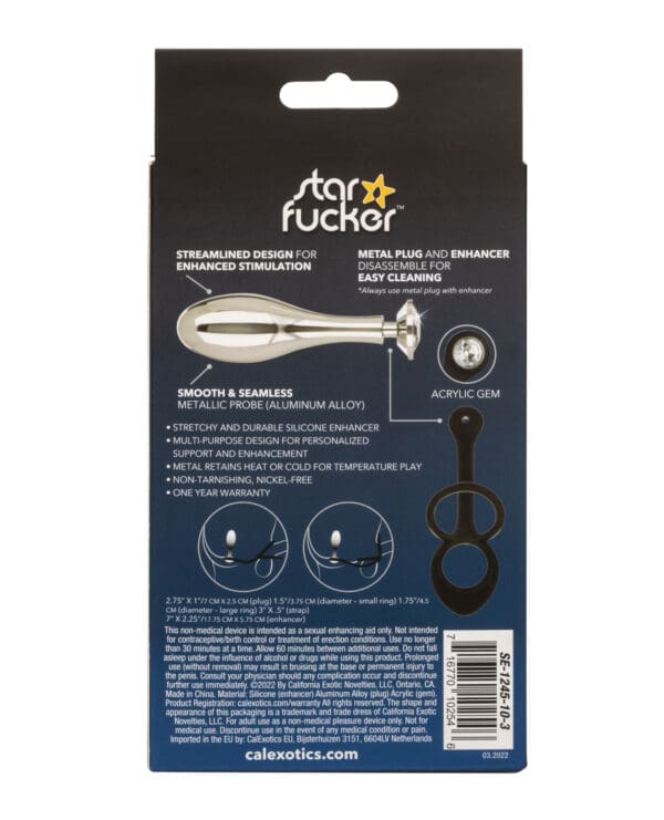 Star Fucker Teardrop Gem Plug w/Silicone Enhancer - Black - Image 2