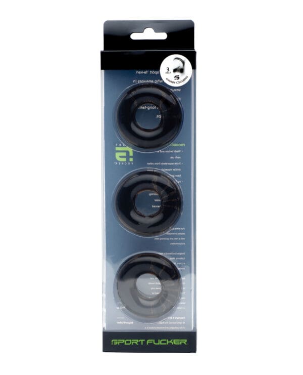 Sport Fucker Chubby Cockring Pack of 3 - Smoke - Image 2