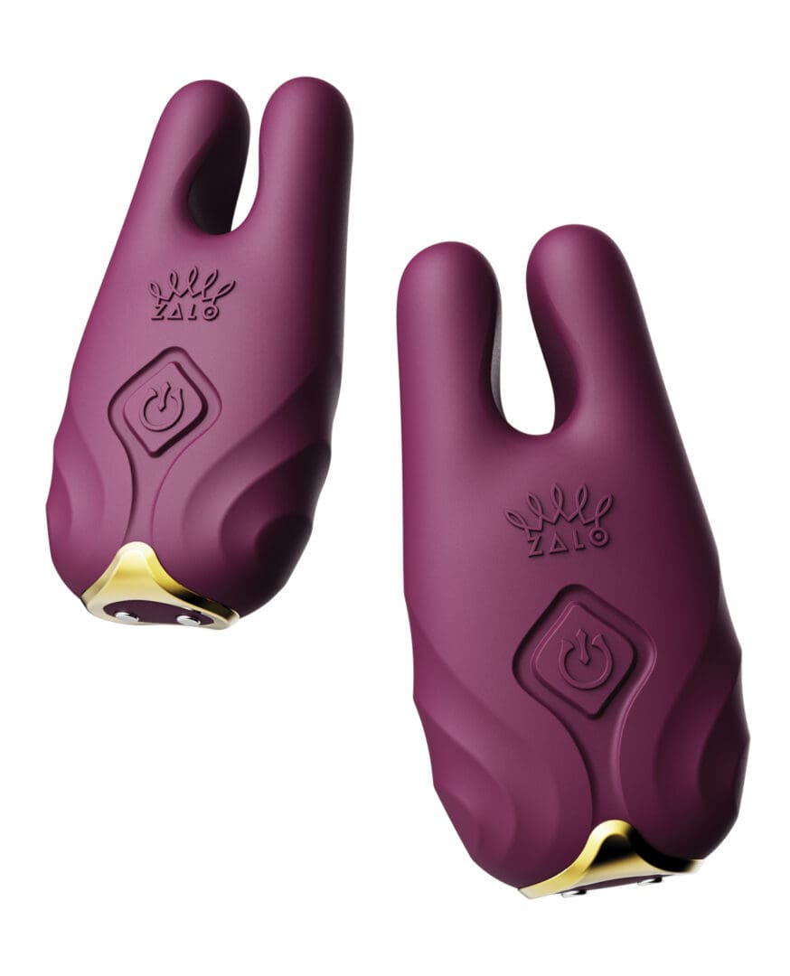 Zalo Nave Vibrating Nipple Clamps - Velvet Purple - Image 2
