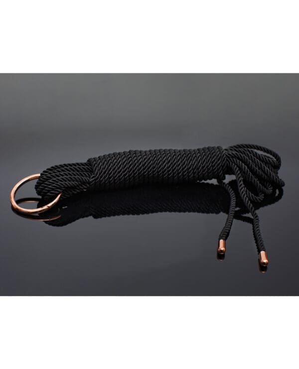 Pleasure Collection Silky Smooth Rope - Black/Rose Gold - Image 3