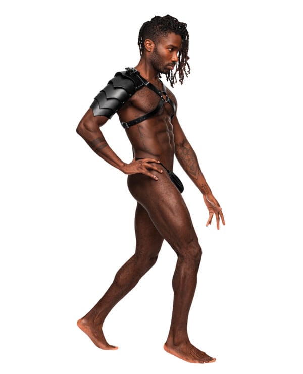 Aquarius PU Leather Chest Harness w/Half Sleeve Black O/S - Image 3