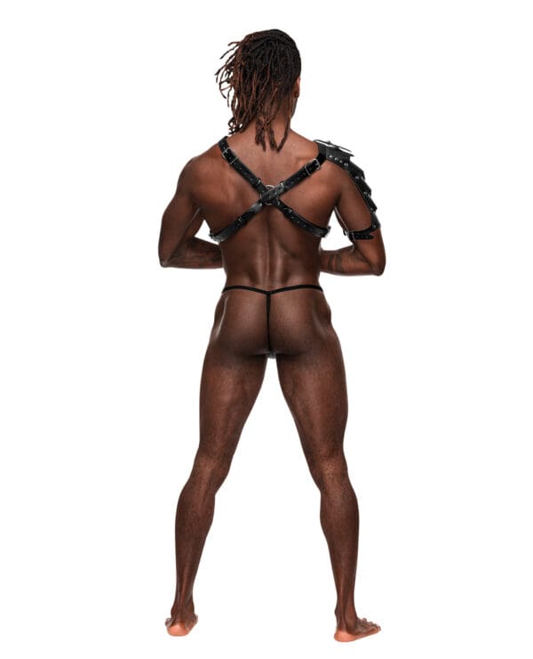 Aquarius PU Leather Chest Harness w/Half Sleeve Black O/S - Image 4