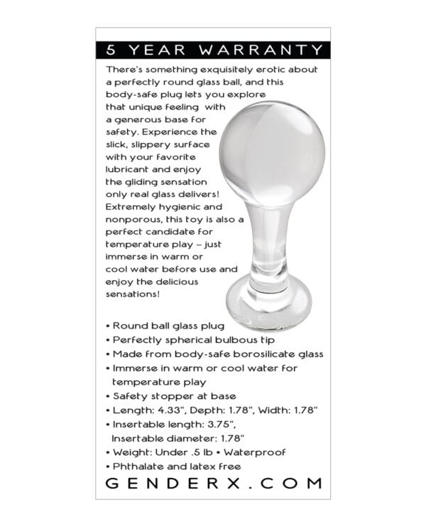 Gender X The Baller  Glass Plug - Clear - Image 2