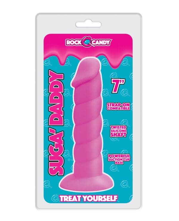 Rock Candy Suga Daddy 7" Silicone Dildo - Pink - Image 2
