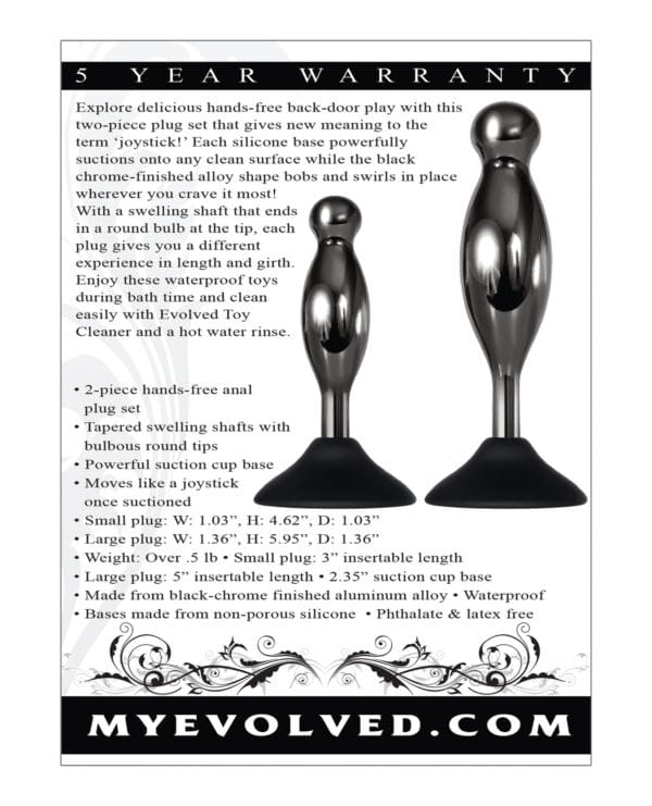 Evolved Joy Sticks 2 pc Plug Set - Black/Chrome - Image 2