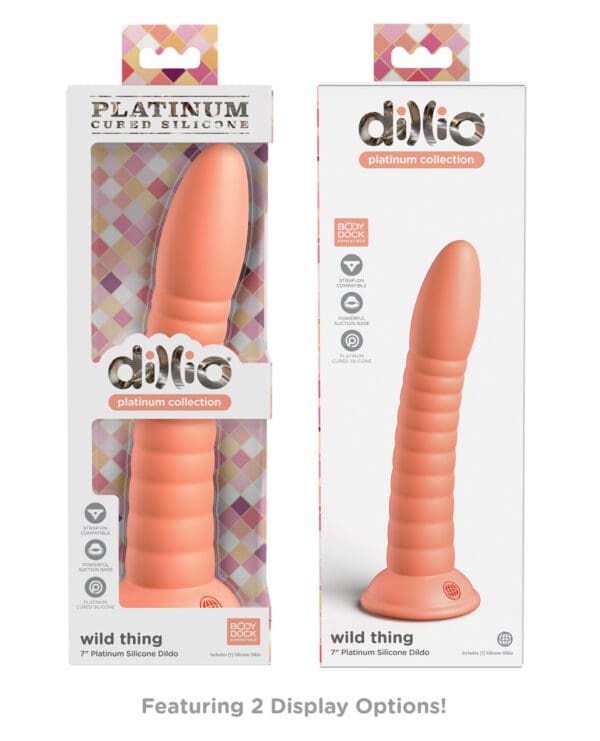 Dillio Platinum 7" Wild Thing Silicone Dildo - Peach - Image 5