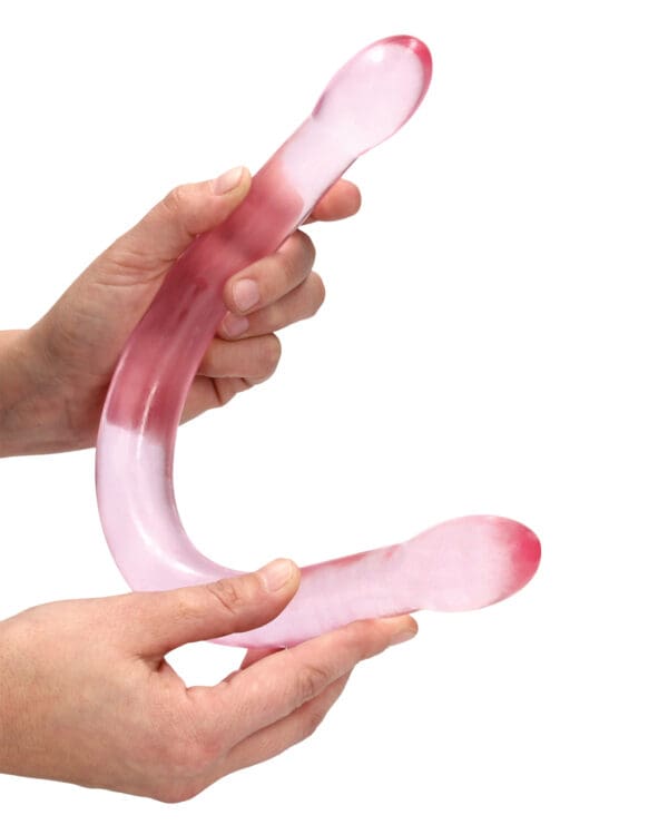 Shots RealRock Crystal Clear 17" Double Dildo  - Pink - Image 3