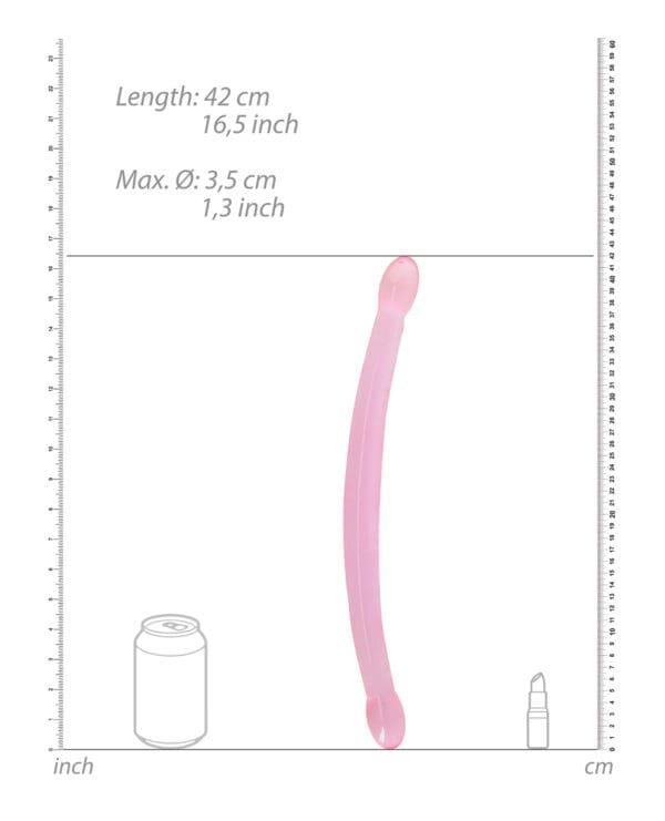 Shots RealRock Crystal Clear 17" Double Dildo  - Pink - Image 4