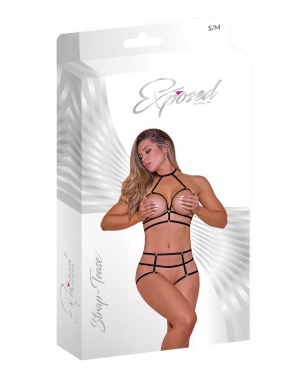 Strap-Tease Cupless Choker Bra & Open Cage Short Black L/XL - Image 4